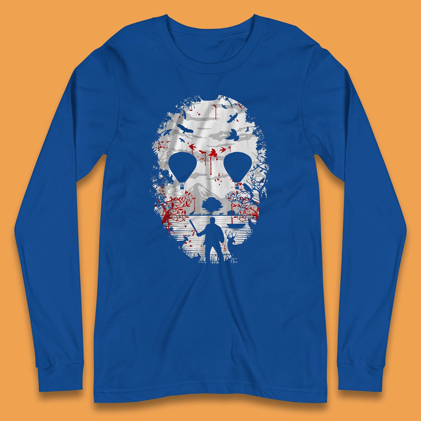 Crystal Lake Jason Voorhees Face Mask Halloween Friday The 13th Horror Movie Long Sleeve T Shirt