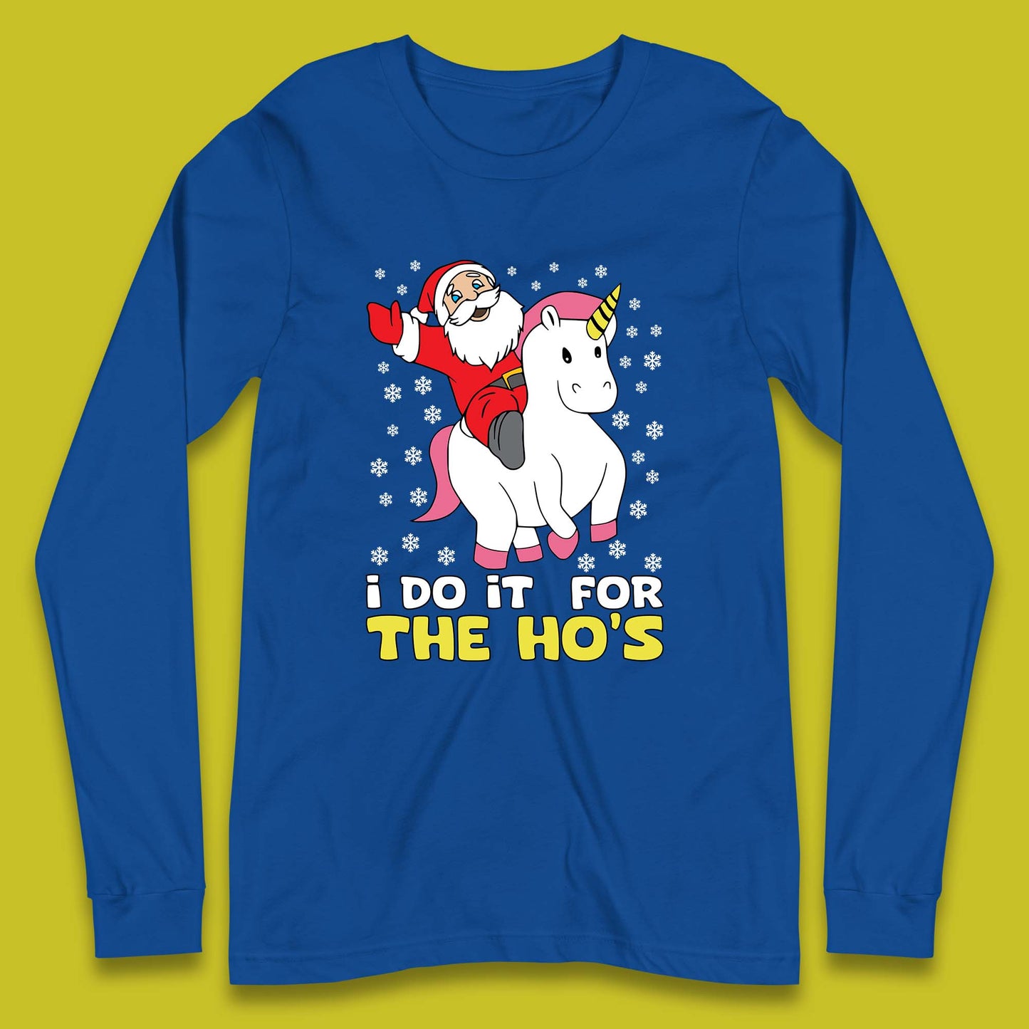 santa riding unicorn long sleeve t shirt