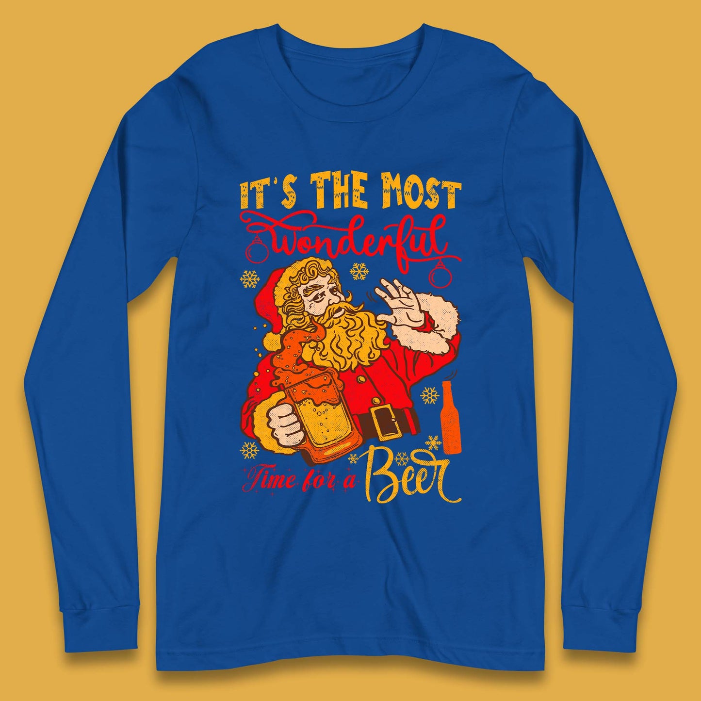 Santa Beer Time Christmas Long Sleeve T-Shirt