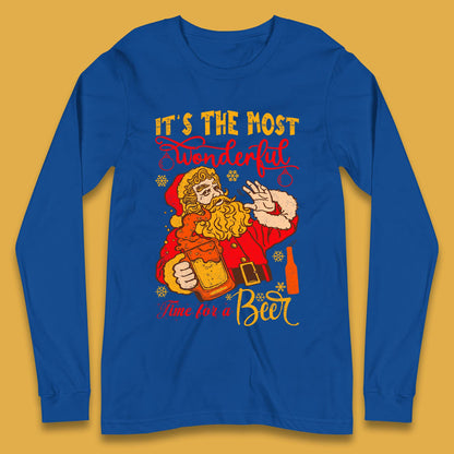 Santa Beer Time Christmas Long Sleeve T-Shirt