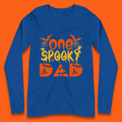 One Spooky Dad Happy Halloween Fall Season Dad Life Spooky Flying Bats Long Sleeve T Shirt