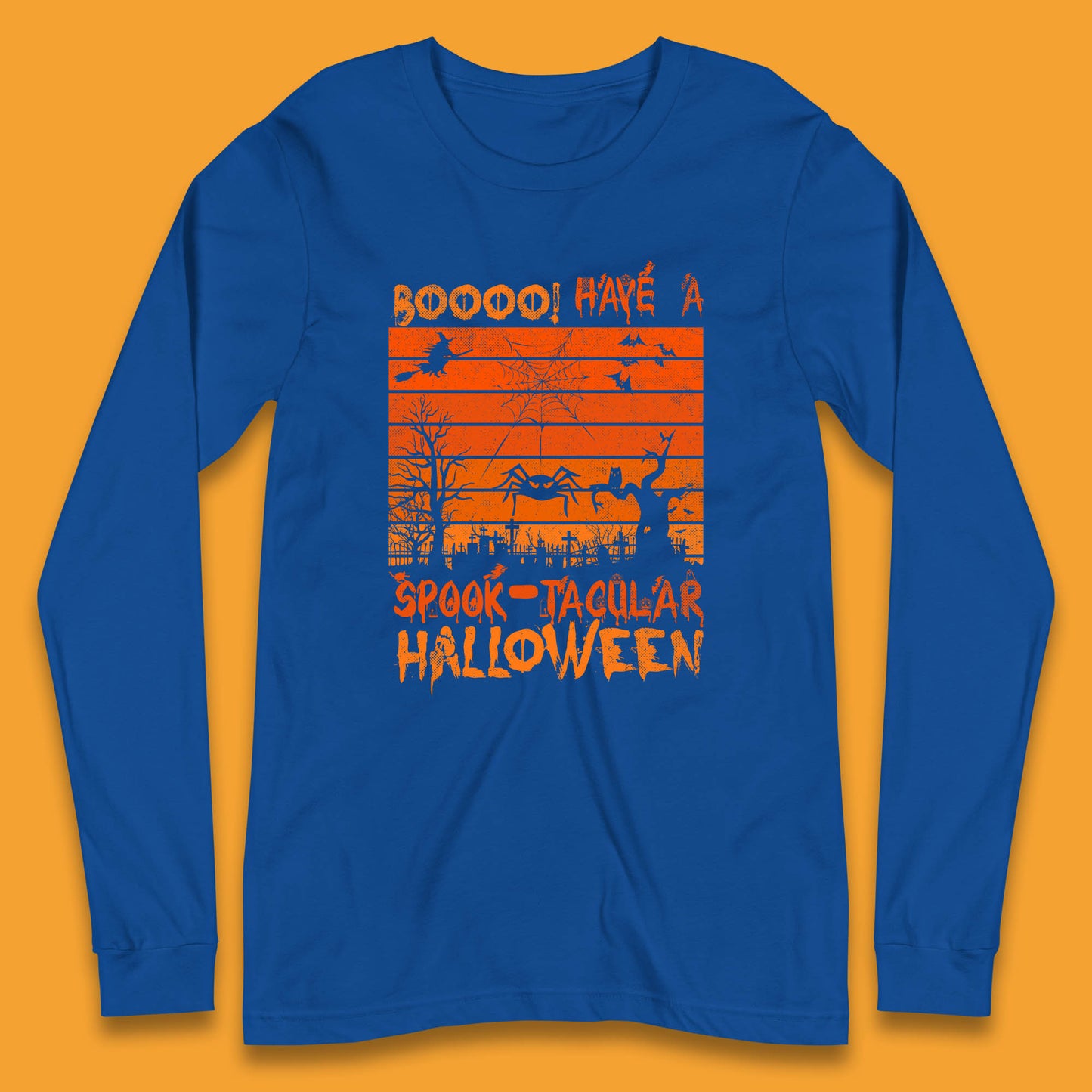 Booo Have A Spook Tacular Halloween Graveyards With Dead Tree Horror Scary Long Sleeve T Shirt