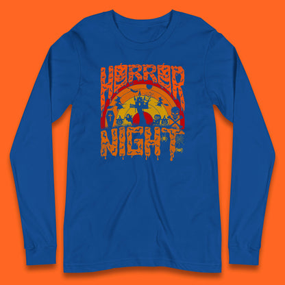 Halloween Horror Night Vintage Rainbow Flying witches Scary Boo Spooky Festive Night Long Sleeve T Shirt