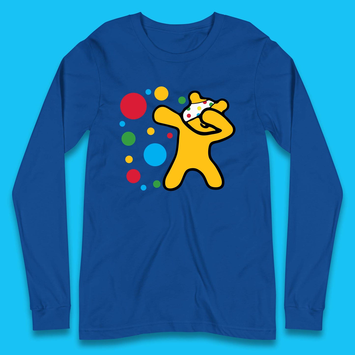 Dabbing Spotty Pudsey Bear Children In Need Dab Dance Spotty Day Donation Long Sleeve T Shirt