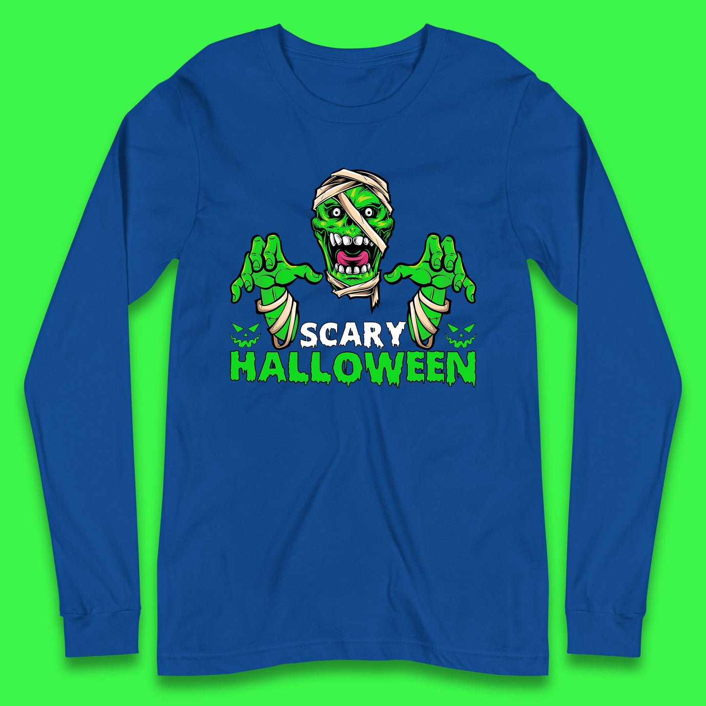 Scary Halloween Skull Zombie Mummy Horror Monster Zombie Hands Scary Vibes Long Sleeve T Shirt