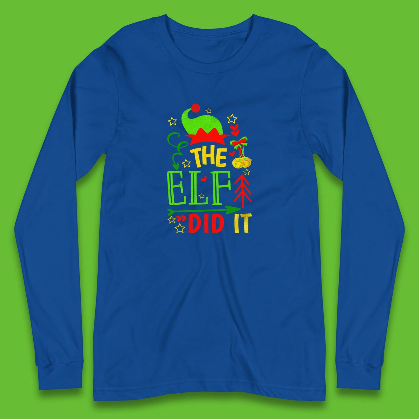 christmas the elf did it funny long sleeve t shirt
