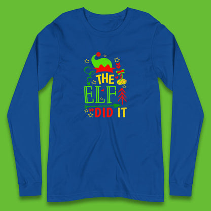 christmas the elf did it funny long sleeve t shirt
