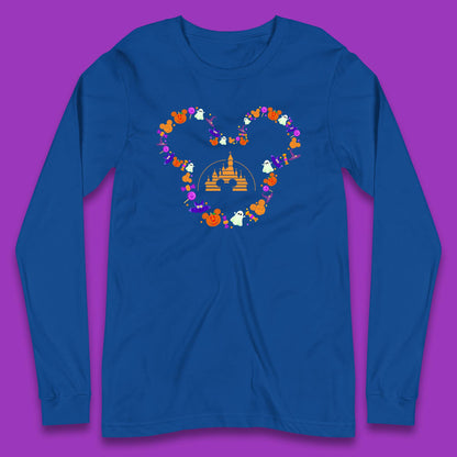 Disney Halloween Mickey Mouse Head Disney Castle Halloween Elements Horror Scary Long Sleeve T Shirt