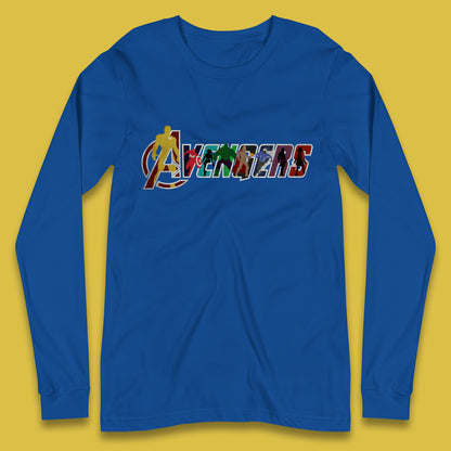 Marvel Avengers Super Heroes Movie Characters Spider Man, Hulk, Iron Man, Thor, Captain America Avengers Group Long Sleeve T Shirt