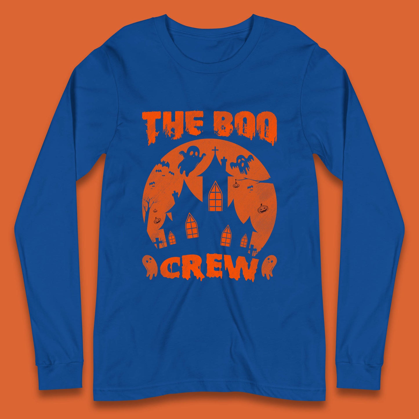The Boo Crew Halloween Boo Squad Matching Costume Haunted House Horror Boo Ghost Long Sleeve T Shirt