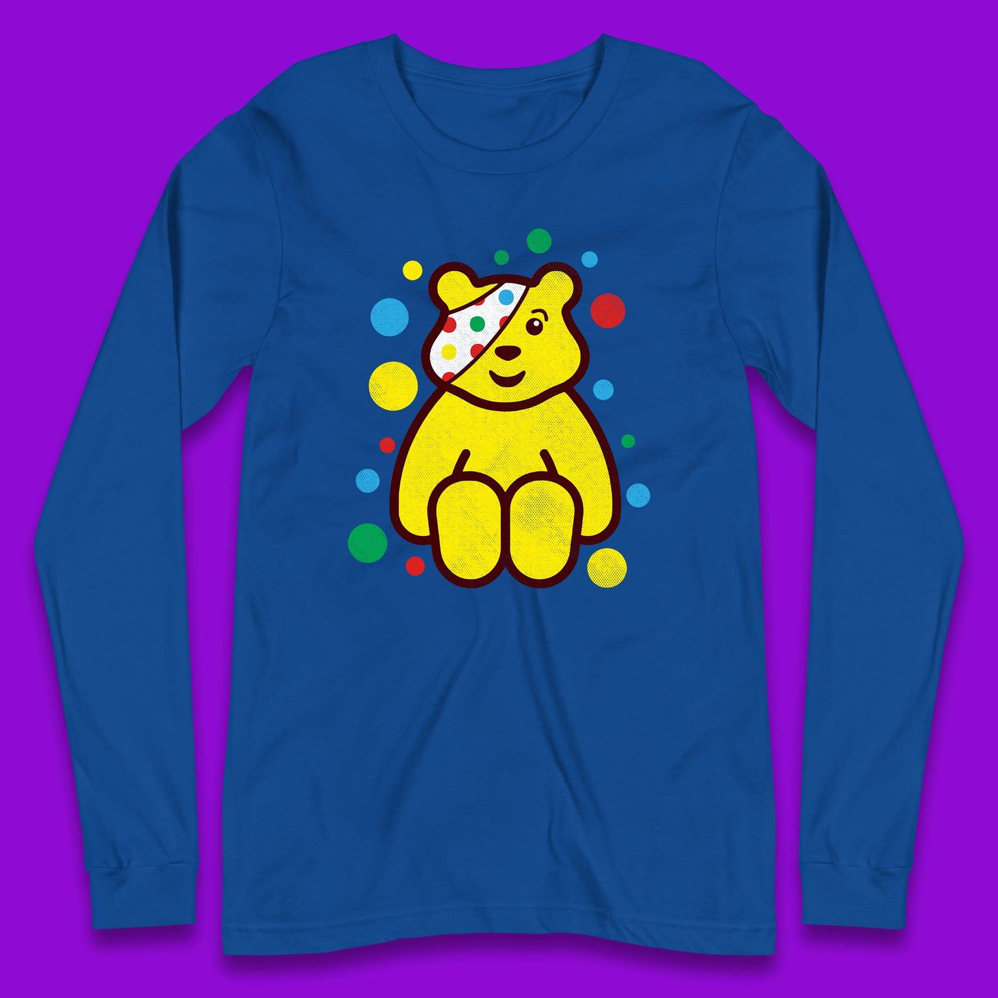 Children In Need Sitting Spotty Pudsey Bear Charity Raising Spotty Day Long Sleeve T Shirt