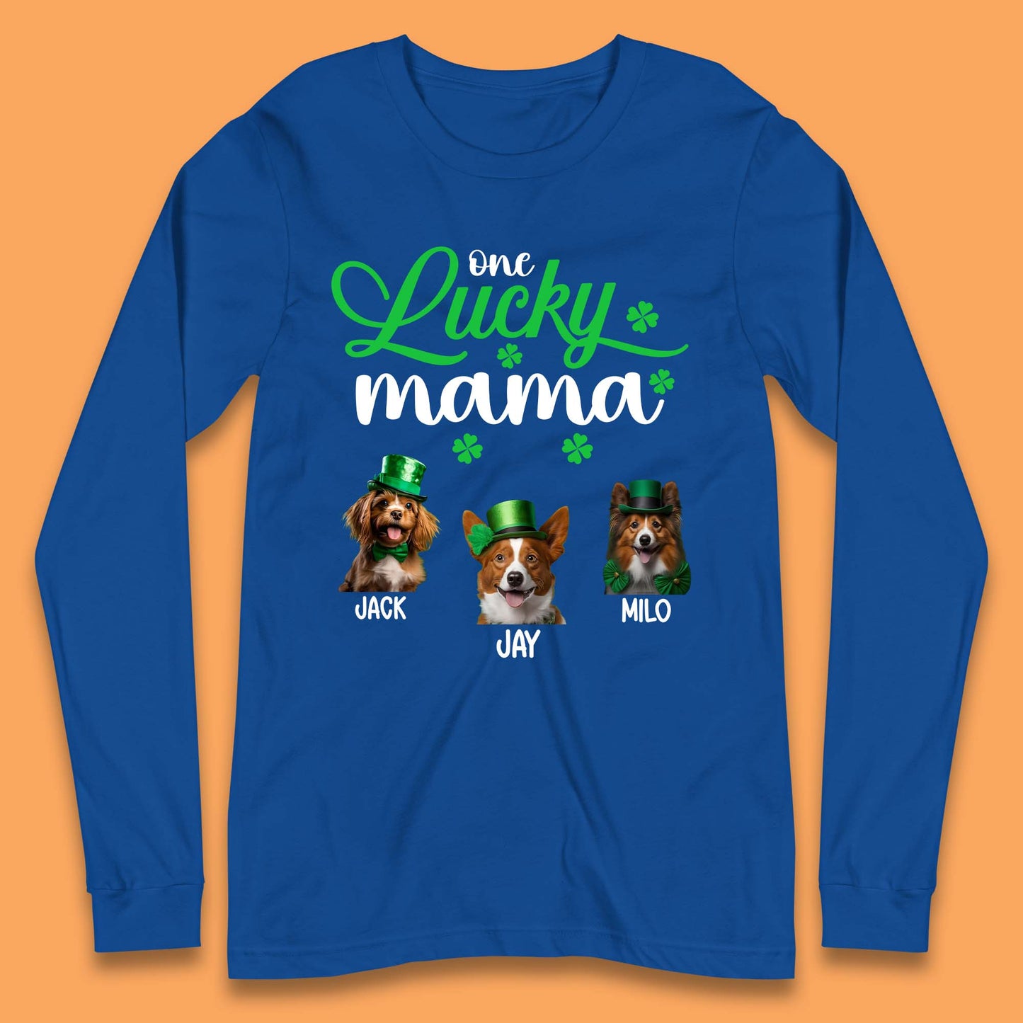 Personalised One Lucky Dog Mama Long Sleeve T-Shirt