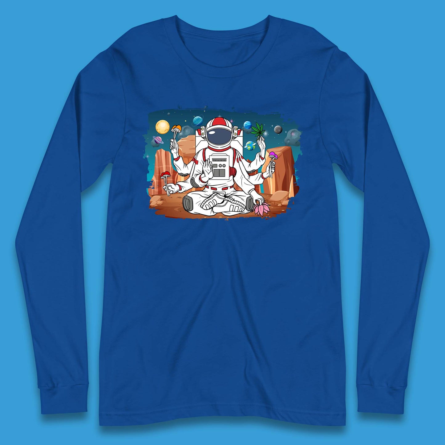Meditating Astronaut Yoga Long Sleeve T-Shirt