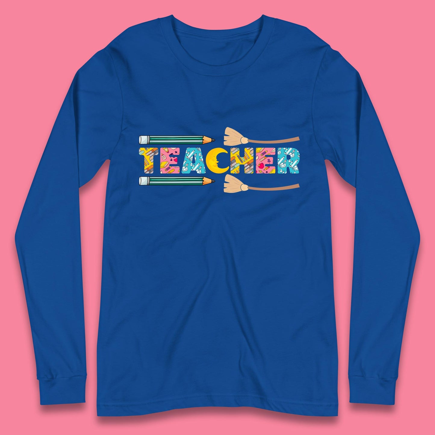 Halloween Teacher Spooky Teacher Ghost Halloween School Long Sleeve T Shirt