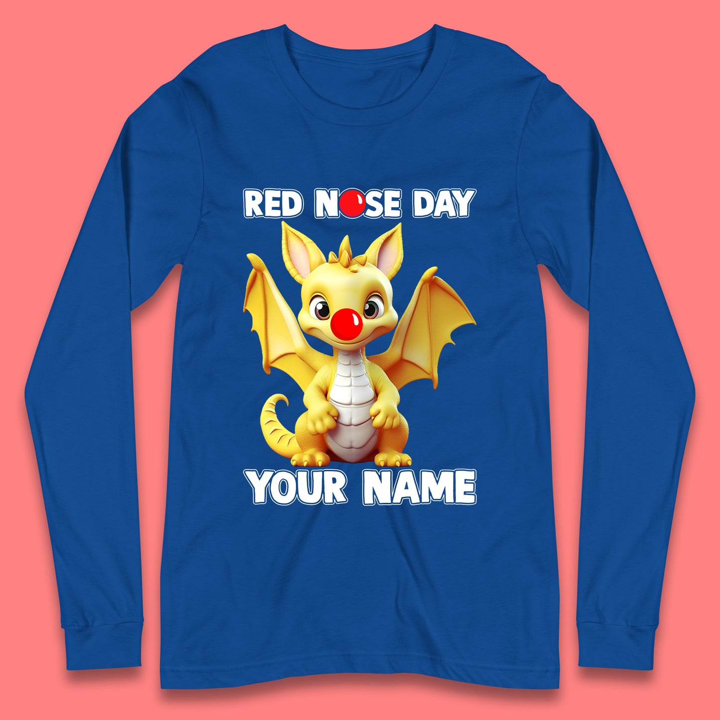 Personalised Dragon Red Nose Day Long Sleeve T-Shirt