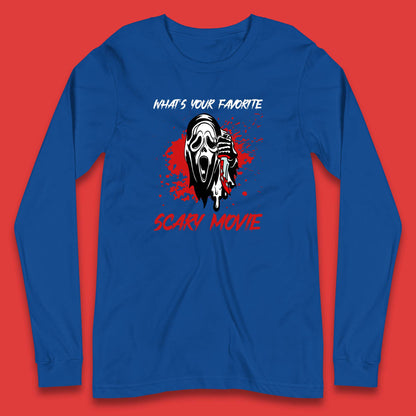 What's Your Favorite Scary Movie Halloween Scream Ghost Face Horror Movie Long Sleeve T Shirt