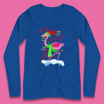 pink flamingo christmas long sleeve t shirt