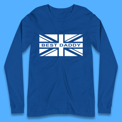 Best Daddy Vintage Union Jack Great Britain United Kingdom England Flag Patriotic Dad Father's Day Long Sleeve T Shirt