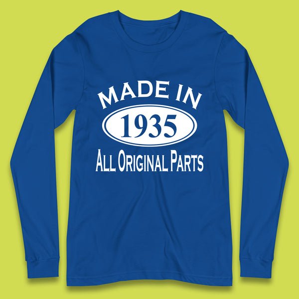 Made In 1935 All Original Parts Vintage Retro 88th Birthday Funny 88 Years Old Birthday Gift Long Sleeve T Shirt