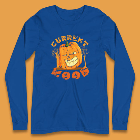 Current Mood Halloween Pumpkin Evil Scary Smile Horror Jack-o-Lantern Long Sleeve T Shirt