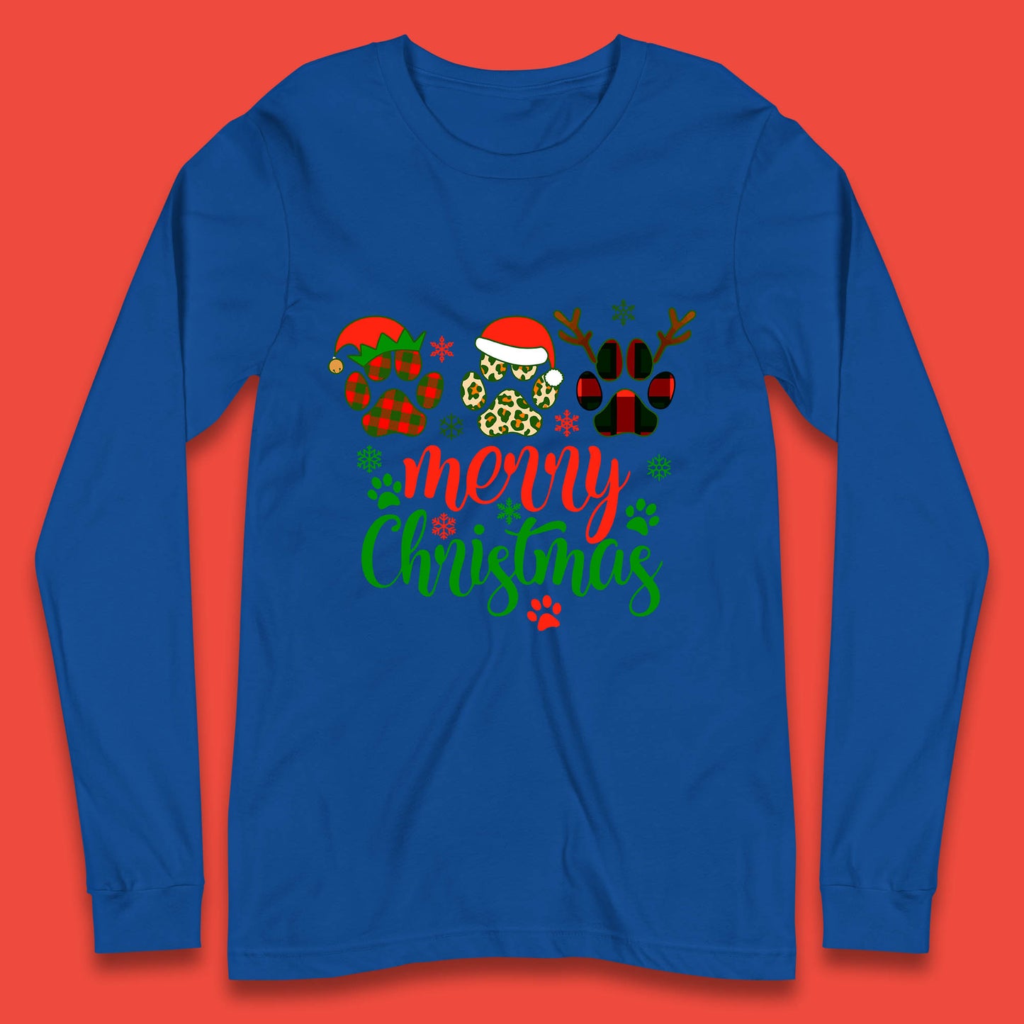 dog & cat paws christmas long sleeve t-shirt
