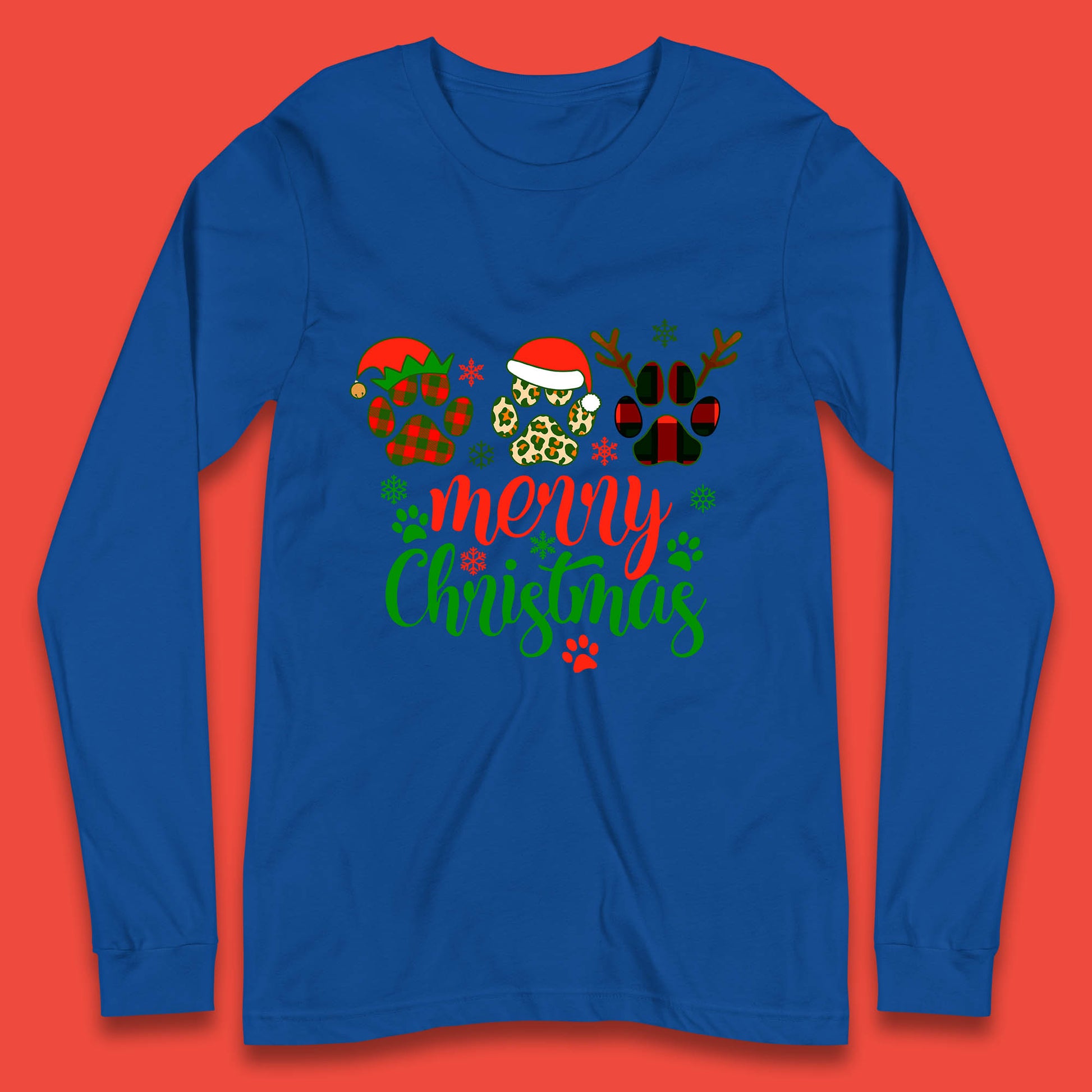 dog & cat paws christmas long sleeve t-shirt
