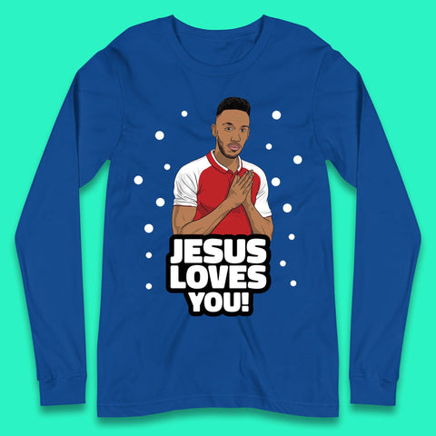 Jesus Loves You Footballer Christmas Long Sleeve T-Shirt
