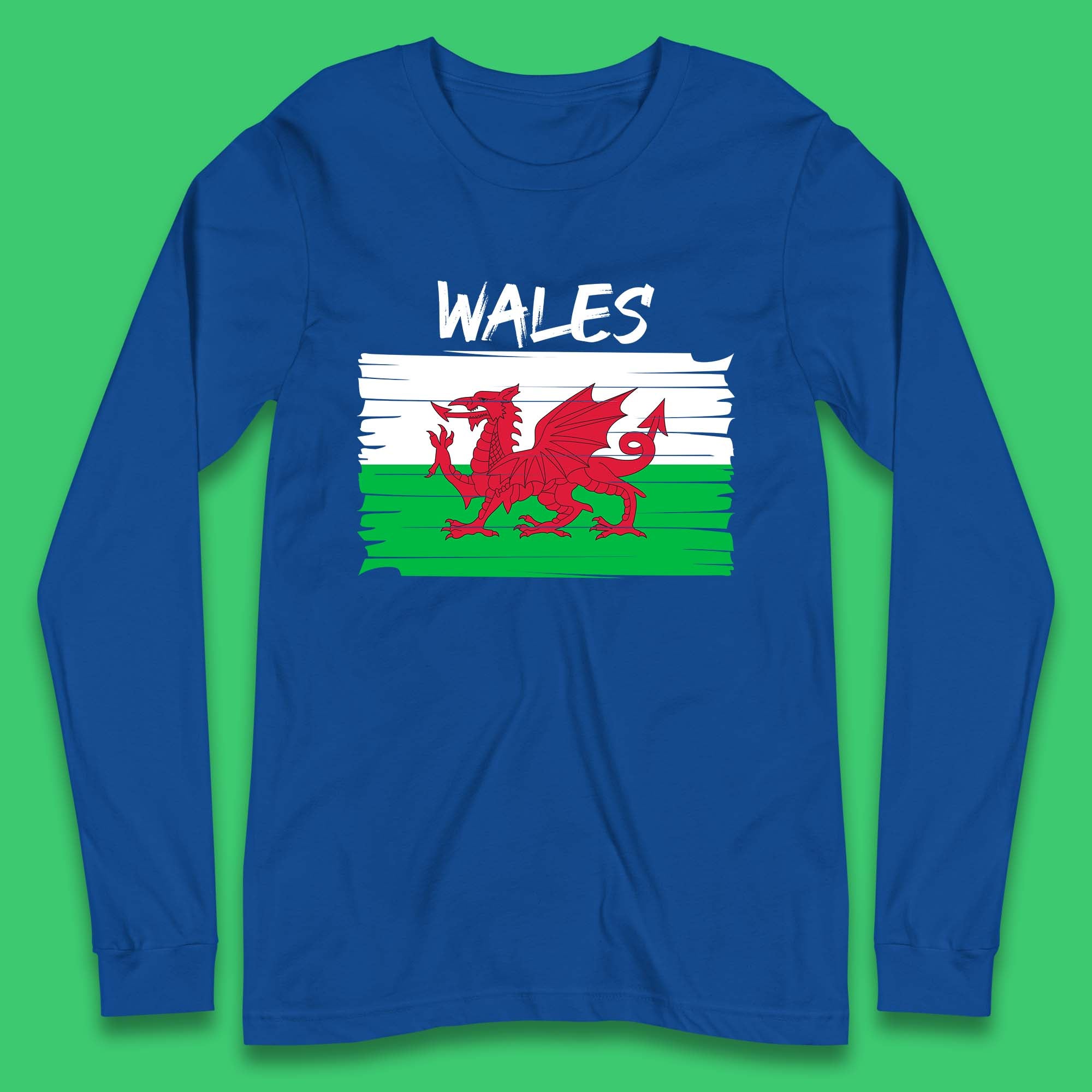 Welsh Dragon Flag Of Wales Saint Welsh Sant Dewi St. David's Day Dragon Flag Long Sleeve T Shirt