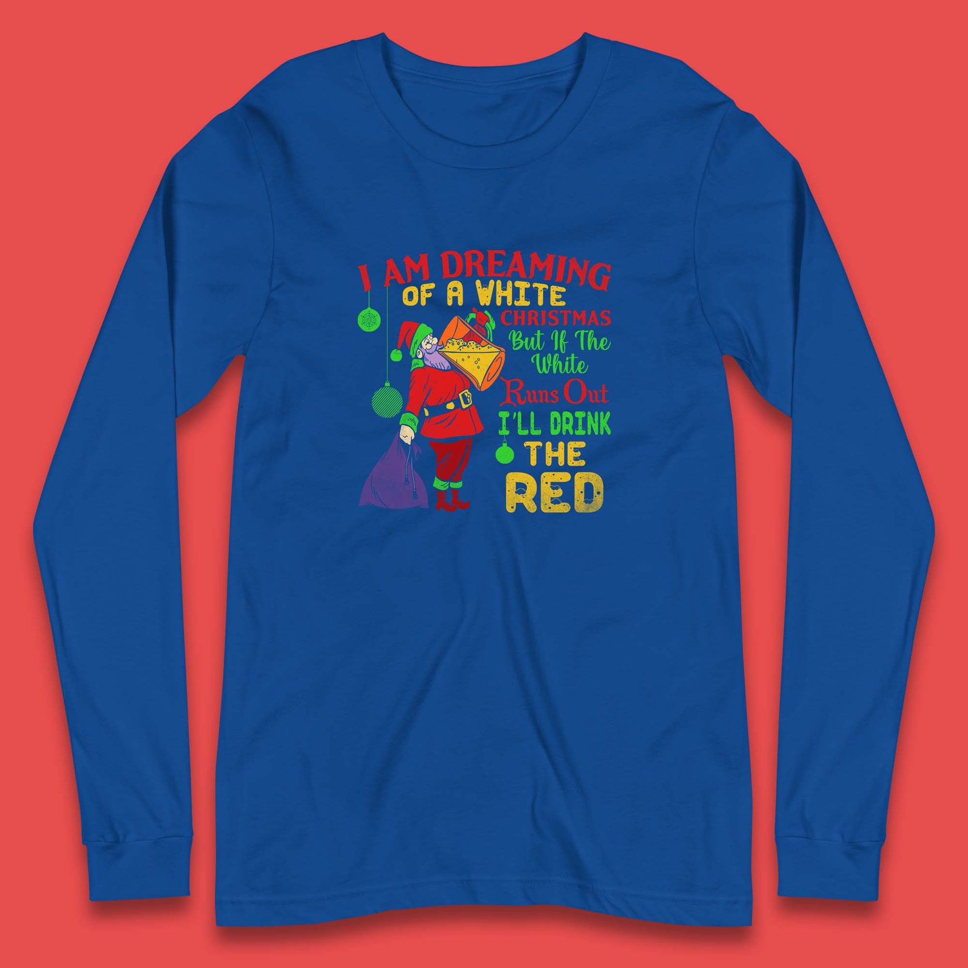 santa claus drinking long sleeve t shirt