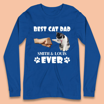 Personalised Best Cat Dad Ever Long Sleeve T-Shirt