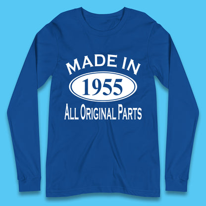 Made In 1955 All Original Parts Vintage Retro 68th Birthday Funny 68 Years Old Birthday Gift Long Sleeve T Shirt