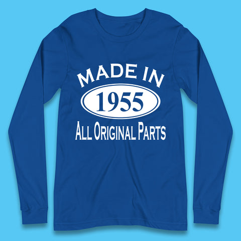 Made In 1955 All Original Parts Vintage Retro 68th Birthday Funny 68 Years Old Birthday Gift Long Sleeve T Shirt