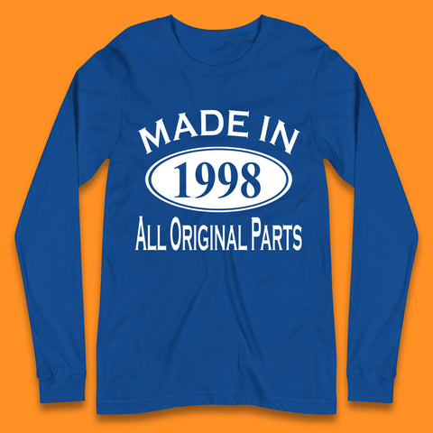 Made In 1998 All Original Parts Vintage Retro 25th Birthday Funny 25 Years Old Birthday Gift Long Sleeve T Shirt