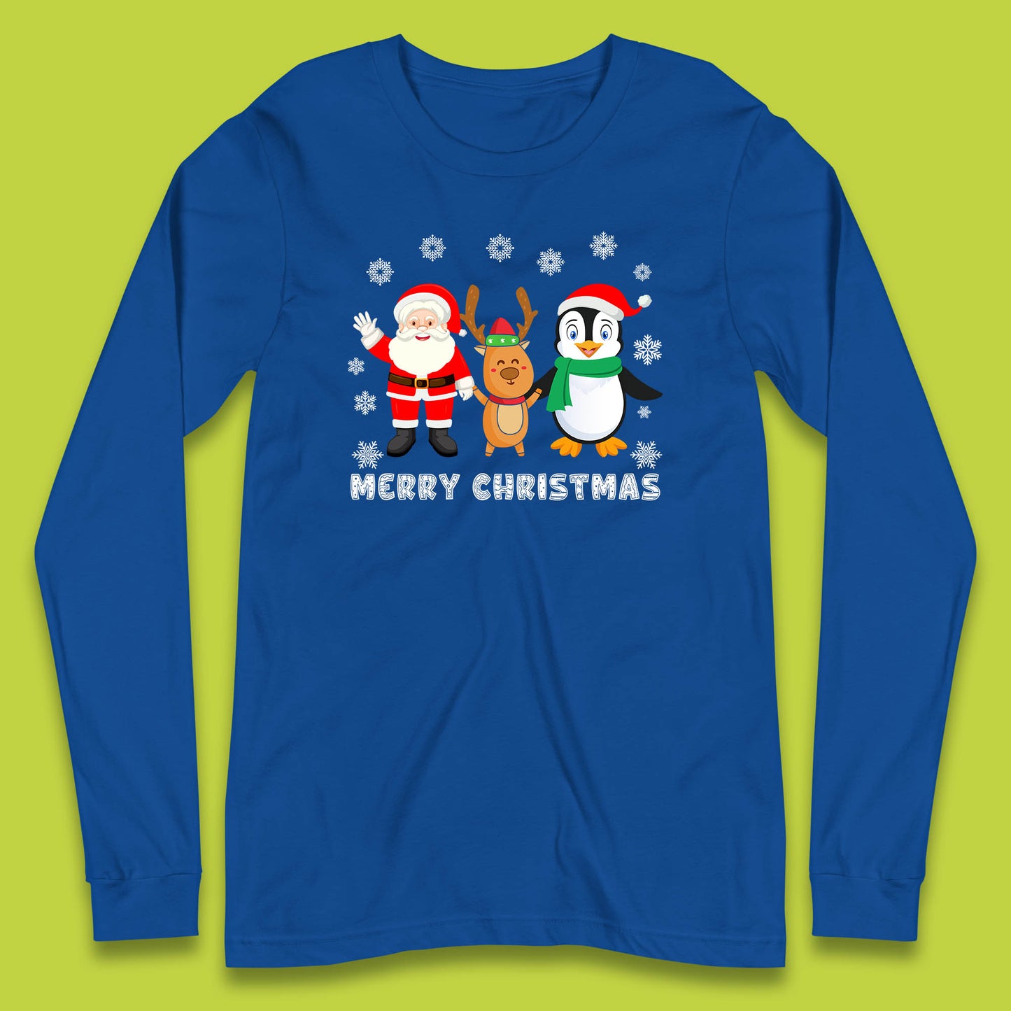 merry christmas penguin santa claus and reindeer t shirt