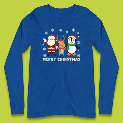 merry christmas penguin santa claus and reindeer t shirt