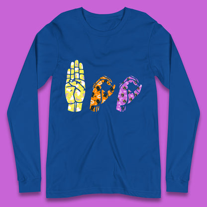 Halloween Hand Sign Language Boo Ghost American Sign Language Alphabet ASL Halloween Long Sleeve T Shirt