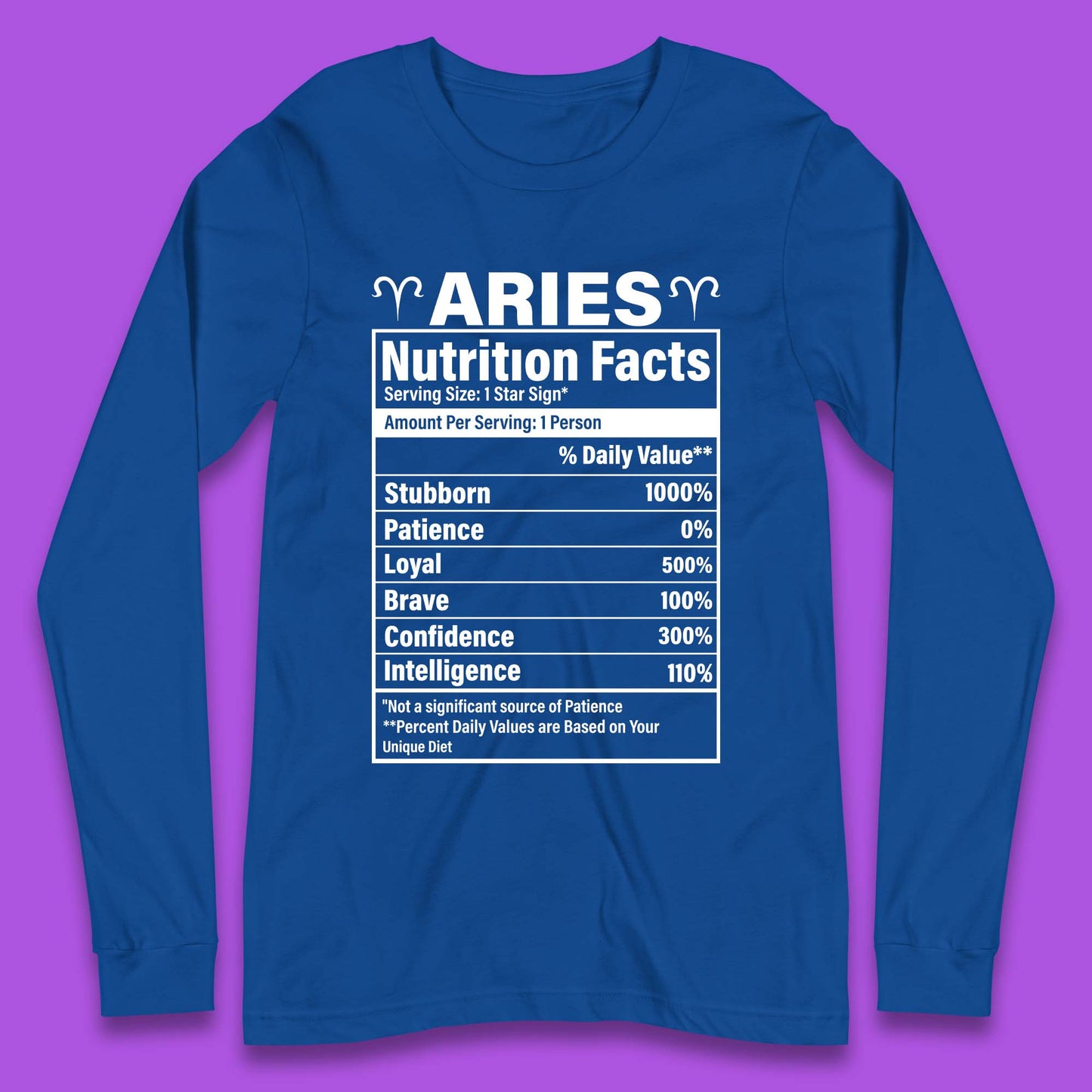 Aries Nutrition Fact Long Sleeve T-Shirt