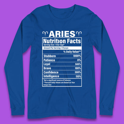 Aries Nutrition Fact Long Sleeve T-Shirt