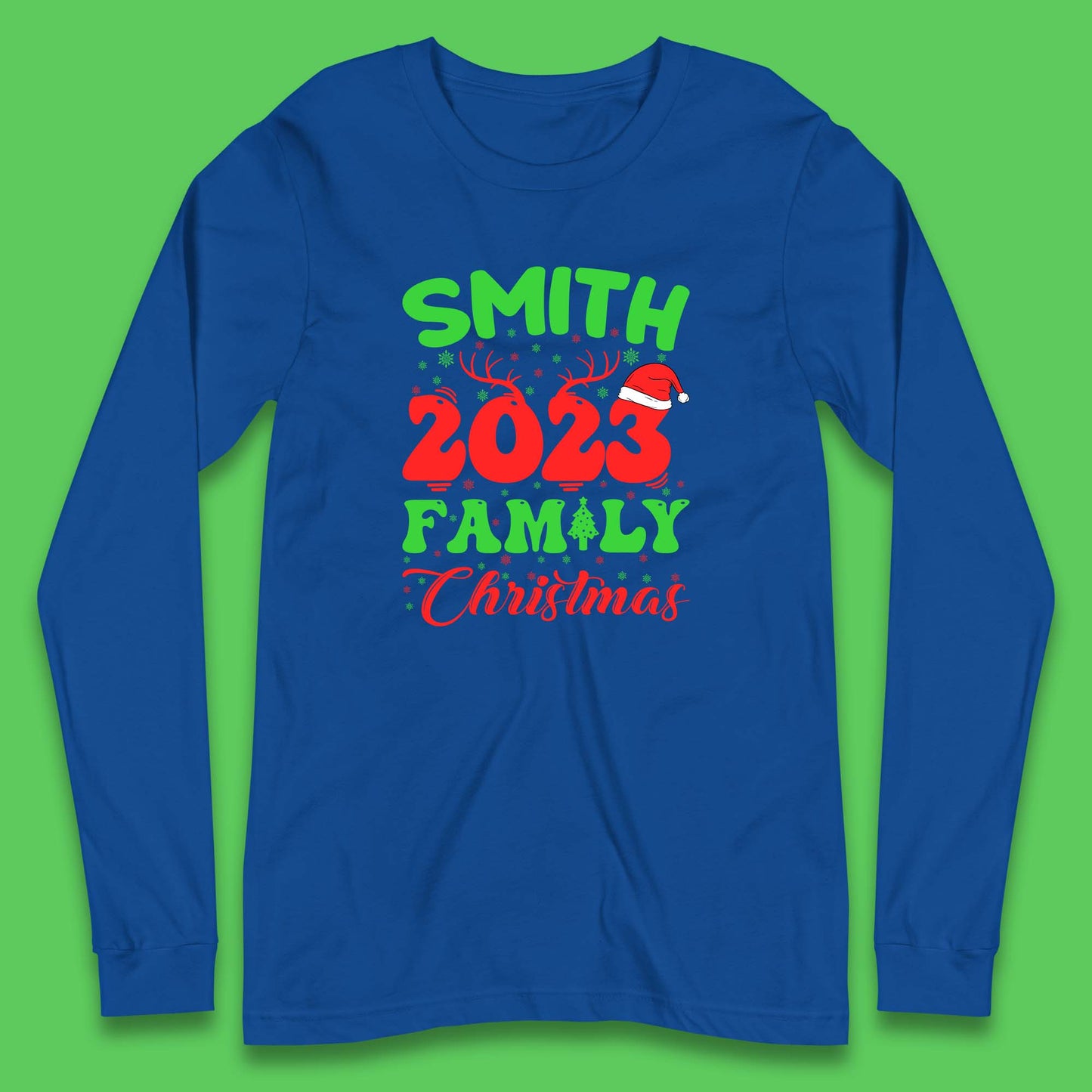 Personalised 2023 Family Christmas Your Name Xmas Matching Family Costume Long Sleeve T Shirt