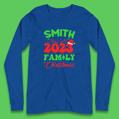 Personalised 2023 Family Christmas Your Name Xmas Matching Family Costume Long Sleeve T Shirt