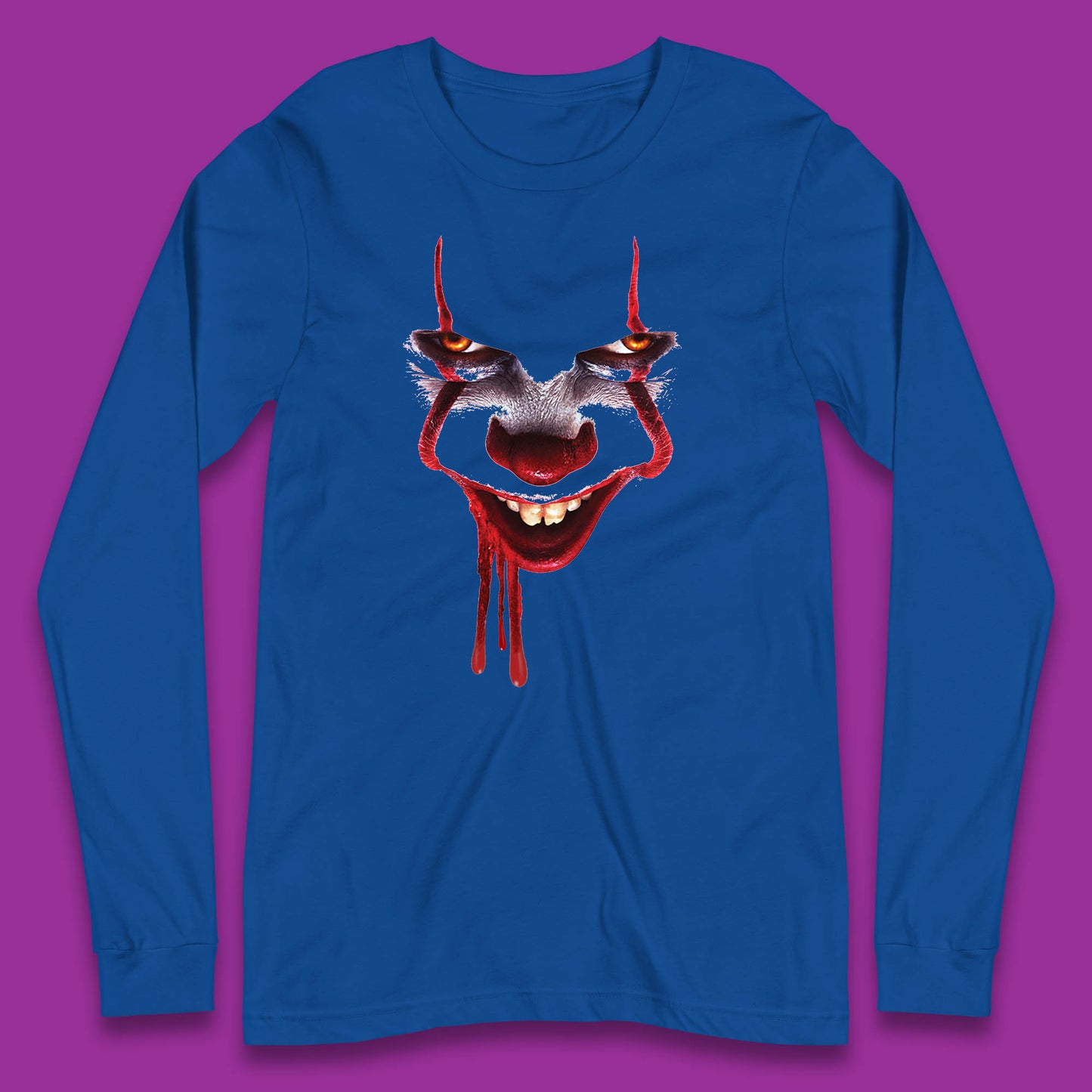 Pennywise Clown IT Chapter 2 Halloween Horror Movie Character Long Sleeve T Shirt