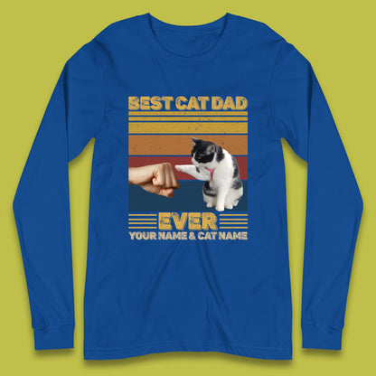 Personalised Best Cat Dad Ever Long Sleeve T-Shirt