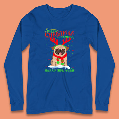 christmas pug dog long sleeve t-shirt