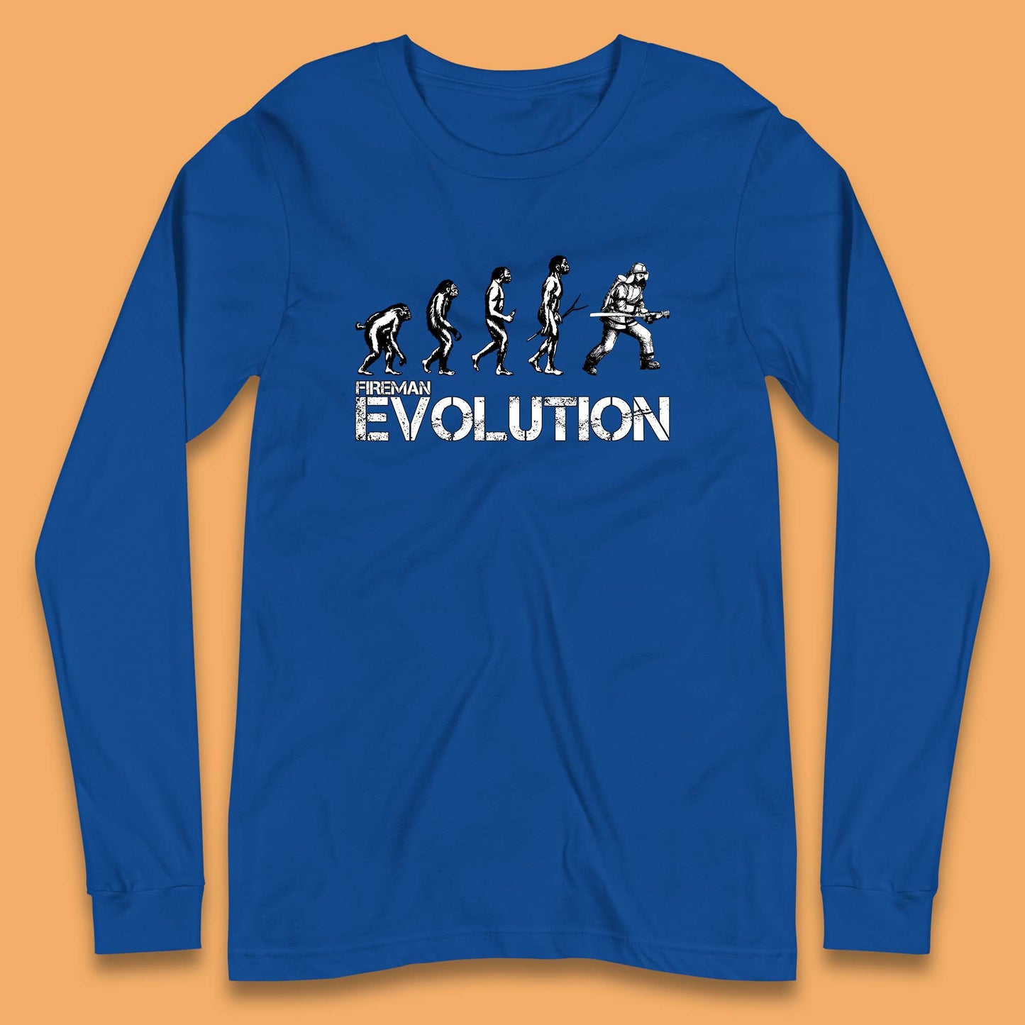 Fireman Evolution Funny Fire Brigade Service Firefighter Long Sleeve T Shirt