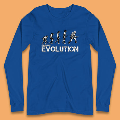 Fireman Evolution Funny Fire Brigade Service Firefighter Long Sleeve T Shirt