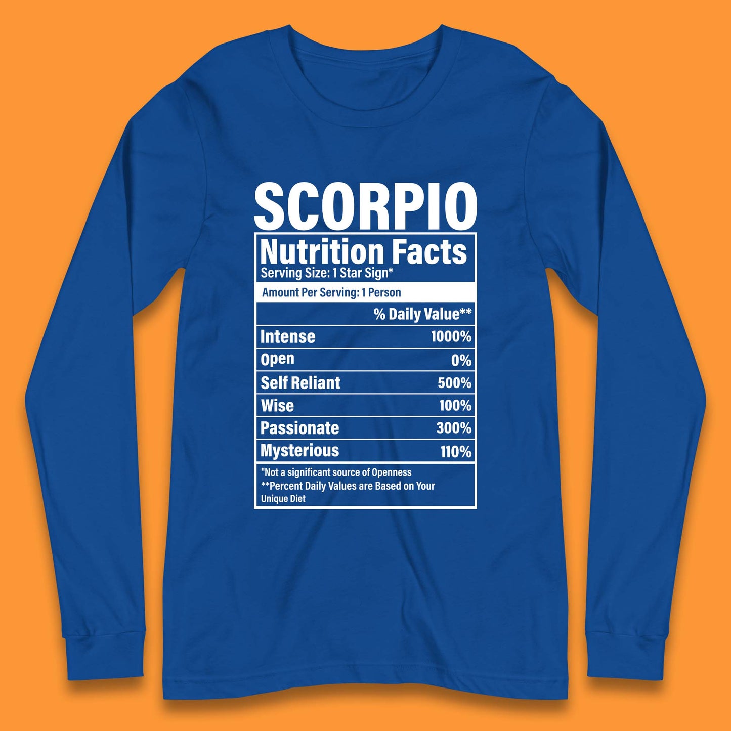 Scorpio Nutrition Facts Long Sleeve T-Shirt