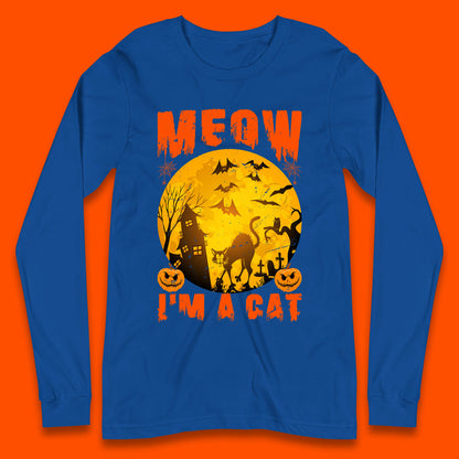 Meow I'm A Cat Halloween Black Cat Horror Scary Haunted House Long Sleeve T Shirt