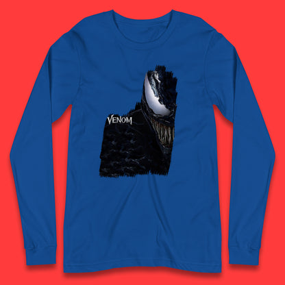 Angry Venom Amoled Half Face And Body Logo Marvel Avengers Superheros Movie Character Long Sleeve T Shirt