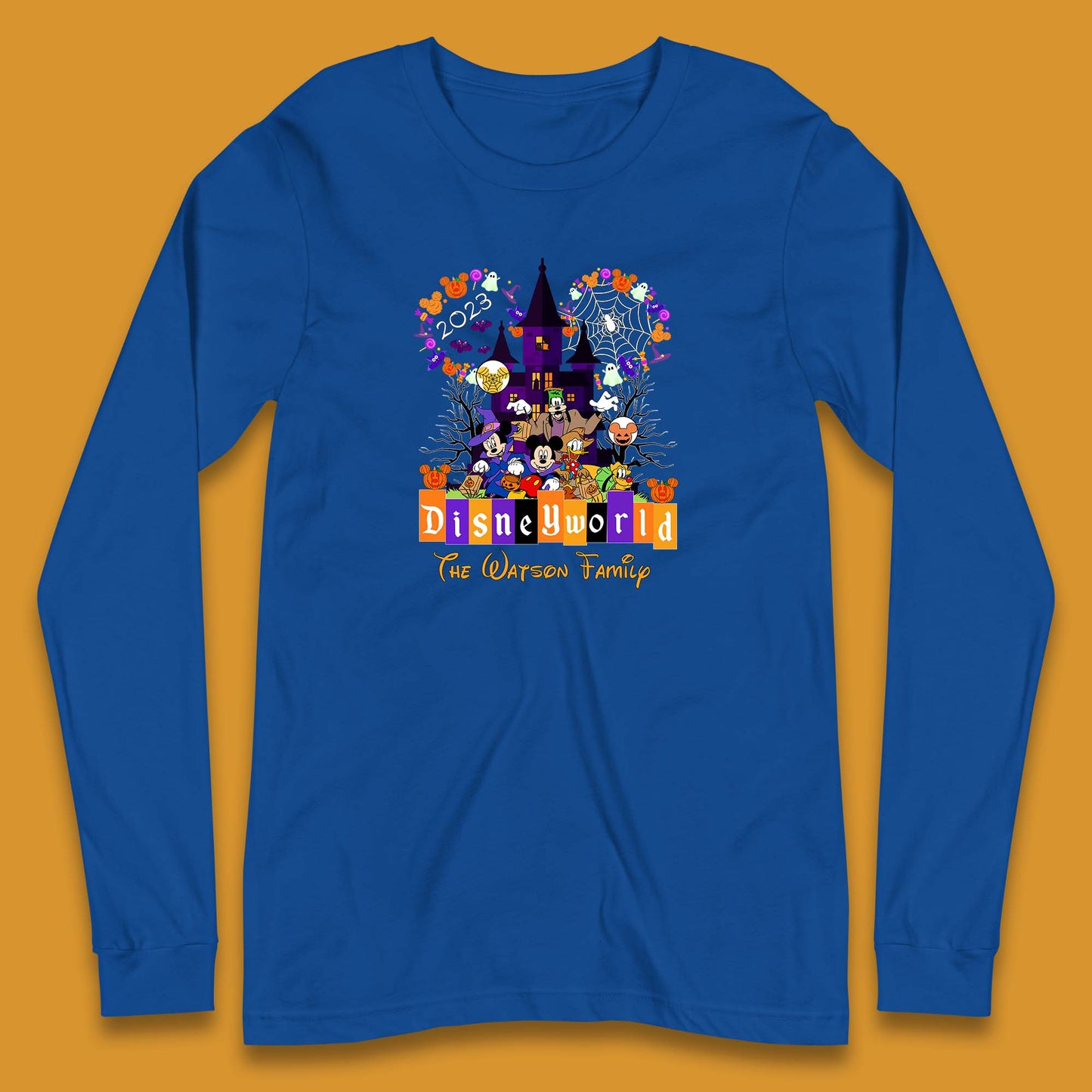 Personalised Disneyworld Halloween Family Disneyland Castle Mickey And Friends Disney Trip Long Sleeve T Shirt