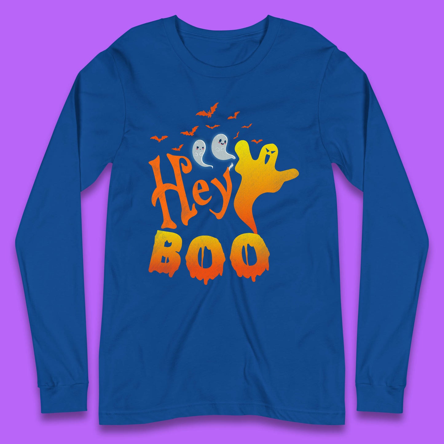 Whispers in the Moonlit Night Hey Boo Horror Scary Costume Halloween Boo Wear Long Sleeve T Shirt